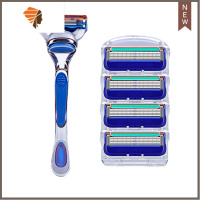 剃须刀风速5刀头刮胡刀剔须刀男手动剃刀替换5层刀片刀架 三维工匠 升级版4个刀头1刀架手动剃须刀