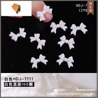 美甲饰品白色蝴蝶结立体简约指甲贴片网红蝴蝶结美甲配饰钻 三维工匠 7711#网红蝴蝶结100个美甲贴