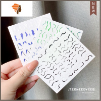 美甲贴纸防水简约线条克莱因蓝火焰笑脸指甲装饰小图案配饰品ins 三维工匠 1335+1337+1338(各一张)