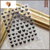 美甲镭射爱心贴纸小红书同款极光渐变动感跳动的心幻彩指甲贴装饰 三维工匠 452#黑色心美甲贴