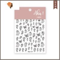 美甲贴纸 ins星星卡通小兔子克莱因蓝极简指甲装饰品背胶贴 三维工匠 Aha017 玫瑰与兔