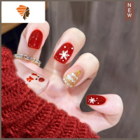 假成品网红铂金蝴蝶结显白孕妇穿戴新娘甲穿戴甲美甲贴片 三维工匠 黑色 红色圣诞树短款