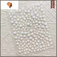 美甲网红小白花贴纸小清新黑白色五瓣花朵贴花超薄指甲贴片装饰品 三维工匠 白色小花贴纸美甲贴