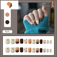 ins风秋冬美甲成品贴片穿戴式高级感女带假指甲短款2021新款甲片 三维工匠 R171 巧克力小熊 送果冻胶+指甲美甲贴