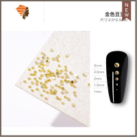金属美甲饰品半圆铆钉光面贴片金色平底实心半球指甲装饰品100颗 三维工匠 金色半圆豆豆2.5mm(100颗)美甲贴