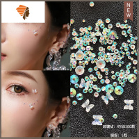 贴脸水钻妆容饰品泪痣贴水晶闪钻脸部装饰音乐节眼妆亮钻美甲贴片 三维工匠 玻璃钻+蝴蝶 收藏店铺送胶水