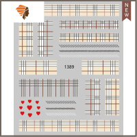 美甲网红格纹棋盘贴纸黑白色格子千鸟格贴画指甲爱心饰品贴花 三维工匠 贴纸1389美甲贴
