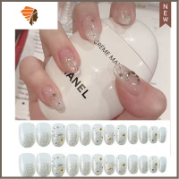 24片时尚新娘婚纱拍照钻石配花法式美甲贴片 果冻胶水 三维工匠 桔红色 银闪星月