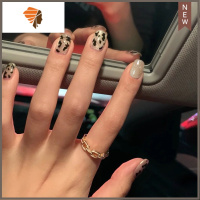 夏天穿戴甲片中长款显白少女爱心美甲贴片可拆卸甲片成品 三维工匠 珠光豹纹短款 送美甲工具包