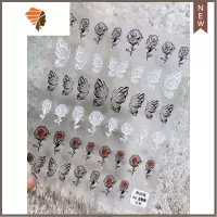 tomoni嗜血玫瑰贴花立体浮雕贴画日式滴血黑白红线稿美甲贴纸 三维工匠 to288黑玫瑰(浮雕款)