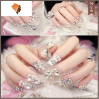 24片时尚新娘婚纱拍照钻石配花法式美甲贴片 果冻胶水 三维工匠 米白色 皇冠水滴