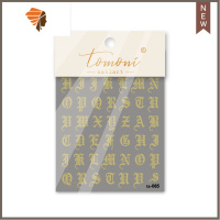 日式美甲哥特字母鎏金罗马字立体金银粉浮雕指甲贴纸3d复古镂空贴 三维工匠 to 085 鎏金美甲贴