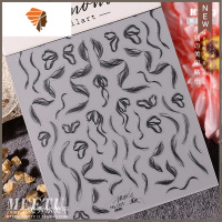 网红美甲tomoni飘带贴纸日式芭蕾丝带贴画巴洛克绑带指甲贴花 三维工匠 MS003黑色飘带(薄韧款)美甲贴