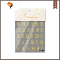 日式美甲哥特字母鎏金罗马字立体金银粉浮雕指甲贴纸3d复古镂空贴 三维工匠 to 083 鎏金美甲贴