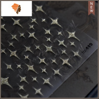 新款网红星芒美甲贴纸3D浮雕款立体鎏金银粉贴花背胶指甲DIY 三维工匠 星芒贴纸-金