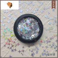 美甲新款镭射银四角星星幻彩镭射十字星辰亮片网红指甲贴片装饰品 三维工匠 四角星镭射银亮片美甲贴