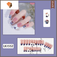 豹纹斜钻长款圆头穿戴成品假指甲贴片抖音小红书同款学生甲片 三维工匠 339蓝莓果冻美甲贴