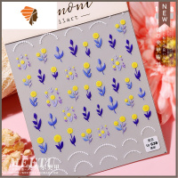 美甲高级薄韧浮雕贴纸小野菊紫蓝花朵小清新白花背胶防水指甲贴花 三维工匠 to638紫恋(薄韧款)美甲贴