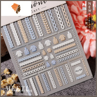 美甲浮雕贴纸毛衣雪花蕾丝巴洛克石膏蝴蝶心形星星3D指甲立体薄韧 三维工匠 Pro104(浮雕款)美甲贴