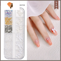 美甲饰品水钻平底半圆全圆珍珠小钢珠蝴蝶结五瓣花小花指甲贴片混 三维工匠 1771#白蝴蝶结长方盒美甲贴