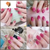 渐变纯色 社会学生中长款网红穿戴美甲假指甲贴片成品女 三维工匠 水粉渐变长款美甲贴