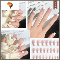 渐变纯色 社会学生中长款网红穿戴美甲假指甲贴片成品女 三维工匠 法式蓝线美甲贴