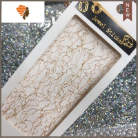 网红美甲奢华莎莉网丝蕾丝网状装金银饰品日系指甲贴纸网纱新款 三维工匠 玫瑰金网丝美甲贴