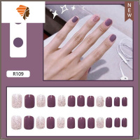网红穿戴美甲甲片可拆卸假指甲贴片社会学生抖音女美甲成品甲片 三维工匠 R109闪粉紫色+果冻胶+木棒+酒精 棉+搓美甲贴