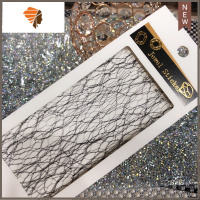 网红美甲奢华莎莉网丝蕾丝网状装金银饰品日系指甲贴纸网纱新款 三维工匠 黑银网丝(疏款)美甲贴