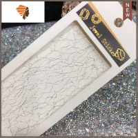 网红美甲奢华莎莉网丝蕾丝网状装金银饰品日系指甲贴纸网纱新款 三维工匠 银色网丝美甲贴