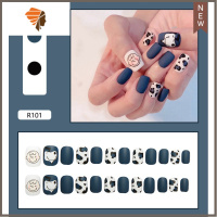 网红穿戴甲假指甲贴片成品指甲贴片美甲贴可拆卸防水24片 三维工匠 R101 蓝史努比[胶水款]