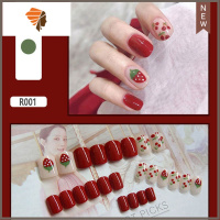 美甲贴片假指甲贴片穿戴美甲可拆卸指甲贴片甲片成品ins甲片贴 三维工匠 草莓樱桃★果冻胶+胶水+砂条+清