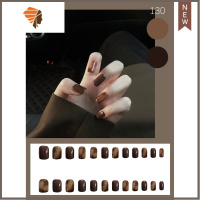 贴片琥珀穿戴美甲学生短款24片可拆卸反复摘带成品甲片 三维工匠 琥珀短款美甲贴