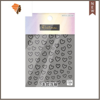 克莱因蓝镂空爱心美甲tomoni浮雕日系可爱背胶新款指甲贴装饰 三维工匠 614#黑色空心[浮雕]美甲贴