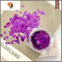 网红镭射蝴蝶亮片美甲指甲饰品超薄幻彩极光小贴片紫色超闪小蝴蝶 三维工匠 04#镭射紫蝴蝶亮片美甲贴
