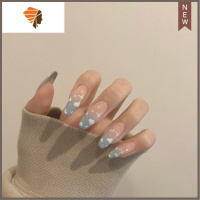 秋冬流行色穿戴甲新款蓝粉系甜妹可拆卸美甲贴片假贴片学生甲 三维工匠 232灰蓝绵绵云朵