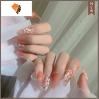 绿灵晕染假指甲片穿戴美甲贴成品甲片贴24片美甲贴学生甲小红书款 三维工匠 286橘子花蕊