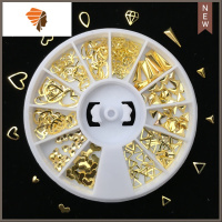 日系铆钉美甲饰品钻12格指甲组合装星月镂空金属贴片水钻混装 三维工匠 YP-02美甲贴