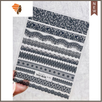 tomoni薄韧美甲黑白色贴花指甲性感配饰网红花边饰品 三维工匠 薄韧806(黑蕾丝)美甲贴