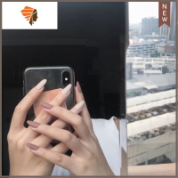 裸色黑法式短芭蕾穿戴成品假指甲指甲贴片可拆卸甲片学生白领 三维工匠 158巧克力奶昔美甲贴