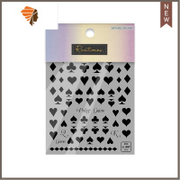 新款tomoni薄韧贴纸 热款美甲贴日系贴纸5d指甲贴纸扑克 黑桃红桃 三维工匠 407#黑桃