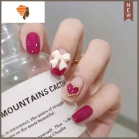 豹纹假指甲贴片手工美甲女成品磨砂短款穿戴式可取可带拆卸美甲贴 三维工匠 玫红爱心