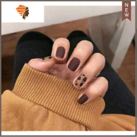 豹纹假指甲贴片手工美甲女成品磨砂短款穿戴式可取可带拆卸美甲贴 三维工匠 磨砂豹纹