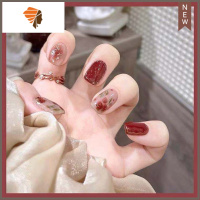 手工甲贴片成品 玫瑰红晕染手绘覆盆子 穿戴新娘孕妇定制手工美甲 三维工匠 S 手绘覆盆子 (中长方)美甲贴