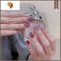 指甲贴片秋天2021新款成品穿戴式可拆卸果冻胶美甲贴片ins风高级 三维工匠 紫红色 紫红晶石猫眼