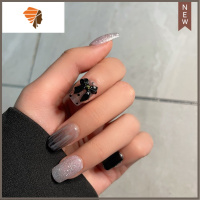 指甲贴片网红闪闪发光星河黑蝴蝶美甲成品可穿戴式手工光疗甲 三维工匠 XS码14-10-11-10- 8 星河黑蝴蝶美甲贴