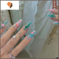 网红梦游仙境新娘穿戴甲手工定制成品美甲 假指甲贴片 三维工匠 S码 15-11-12 -11 -9 梦游仙境美甲贴