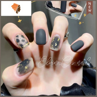 秋冬黑金丝绒磨砂美甲贴片成品豹纹刷染手绘定制炫酷穿戴甲指甲片 三维工匠 S码-黑丝绒磨砂