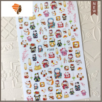 美甲新年贴纸猫财爷3D贴花贴片超薄防水背带胶指甲装饰品 三维工匠 F365#新年贴纸美甲贴