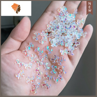 网红极光蝴蝶结幻彩透明水晶立体指甲装饰仙女指甲贴美甲饰品 三维工匠 002号(30颗左右)美甲贴